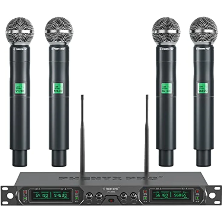 Phenyx Pro PTU-5000-4H, 4-Kanal UHF Festfrequenz Mikrofonsystem mit robuster Ganzmetallkonstruktion und 260ft Reichweite – Bild 1