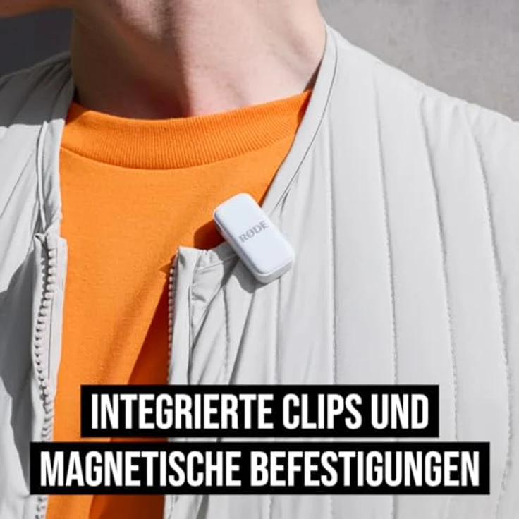 RØDE Wireless Micro - Kompaktes drahtloses Mikrofon, zwei Mikrofone mit Ladekoffer für Smartphone - USB-C, Weiß – Bild 4