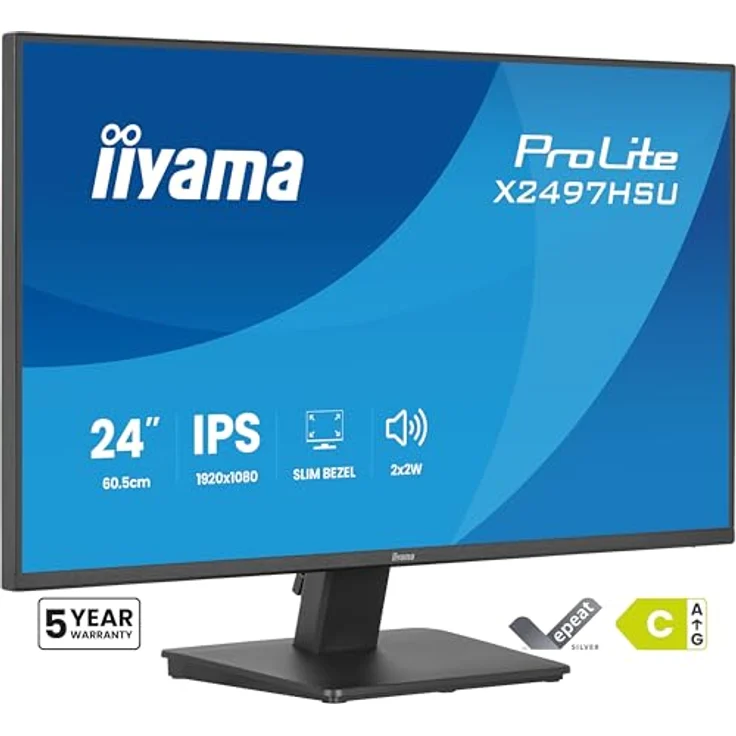 iiyama Prolite X2497HSU-B1 23,8" Full-HD IPS LED-Monitor, 120Hz, HDMI, DP, USB3.2, USB-C, Slim-Line, schwarz – Bild 1