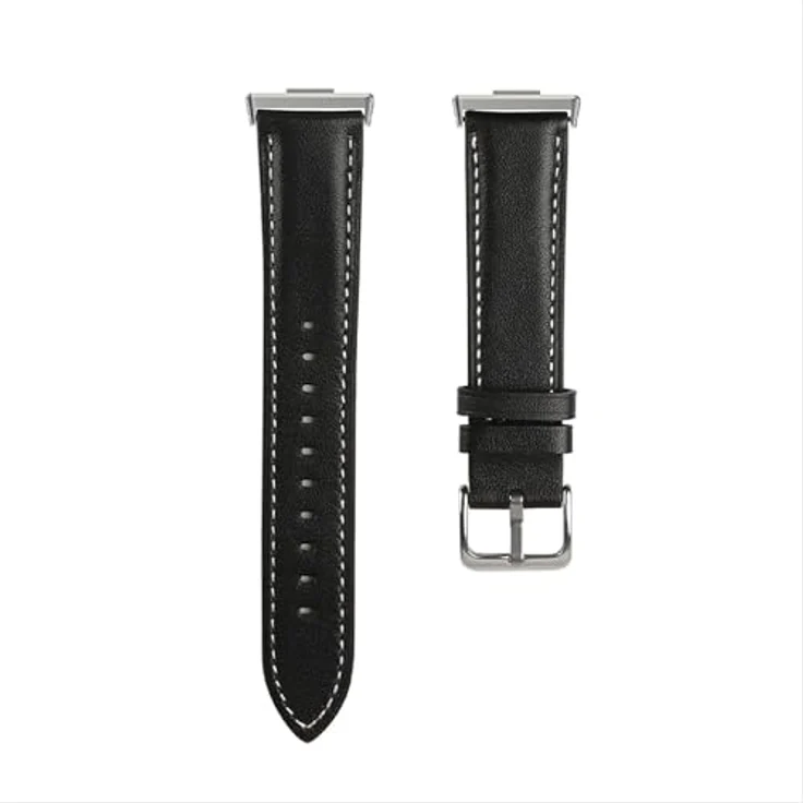 GIOPUEY Echtleder Armband für Huawei Watch Fit 3/4/4 Pro, verschleißfest und atmungsaktiv - Schwarz – Bild 2