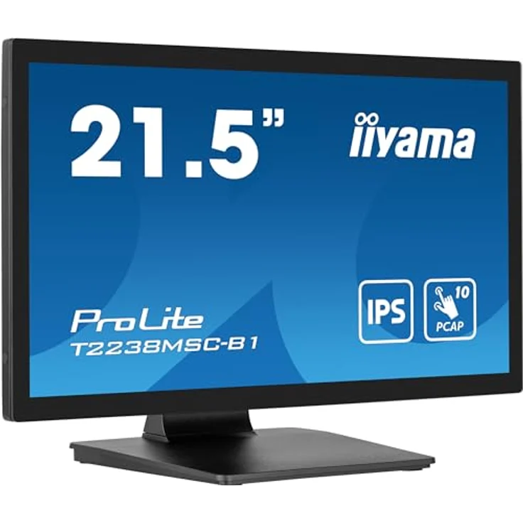 iiyama Prolite T2238MSC-B1 54,5cm 21,5" IPS LED-Monitor Full-HD 10 Punkt Multitouch Optical-Bonded kapazitiv HDMI DP USB3.2 Anti-Fingerprint IP1X 7H Metallgehäuse schwarz – Bild 3