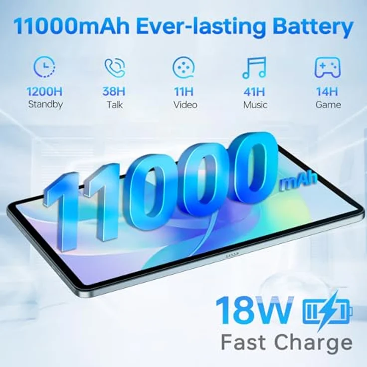 OUKITEL OT5 Tablet 12 Zoll - 36(12+24) GB RAM +256GB ROM (2TB TF) Helio G99 Octa-Core Tablet Android 13, 11000mAh Gaming Tablet, 2K Display, 16MP+5MP Dual SIM Tablet PC, 4G LTE/5G WiFi/TÜV/GPS, Grau – Bild 4