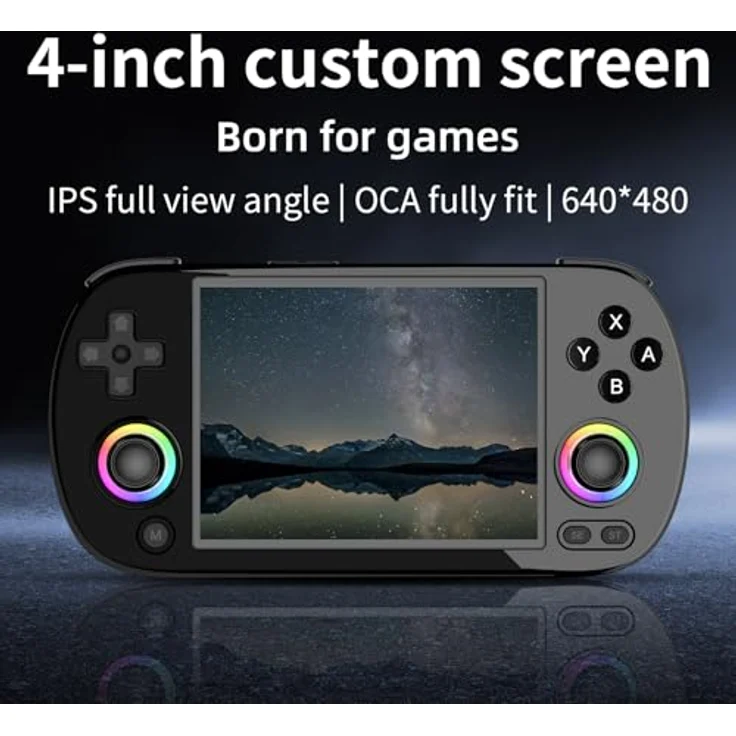 Astarama RG40XX H Handheld-Spielekonsole, Retro-Spielekonsole mit RGB-Joystick-Beleuchtung, 4 "IPS-Bildschirm, Linux, 64G TF-Karte, 5571 Spiele, WiFi Bluetooth (schwarz, 64G) – Bild 3