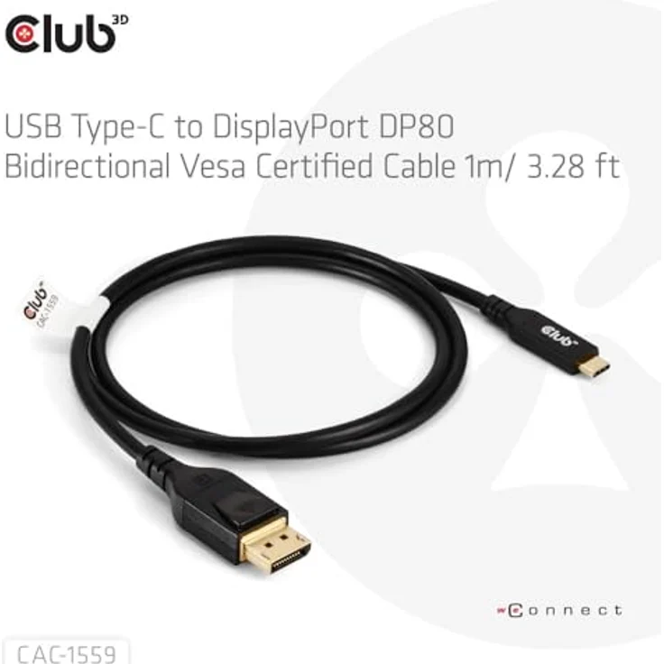 Club 3D CAC-1561 USB Typ C Kabel auf Mini DP 2.1, 2 m, VESA DP40 zertifiziert, M/M, Displayport 2.1 Unterstützung, 8K/4K UHD Auflösung, biologisch abbaubar - Blau – Bild 4