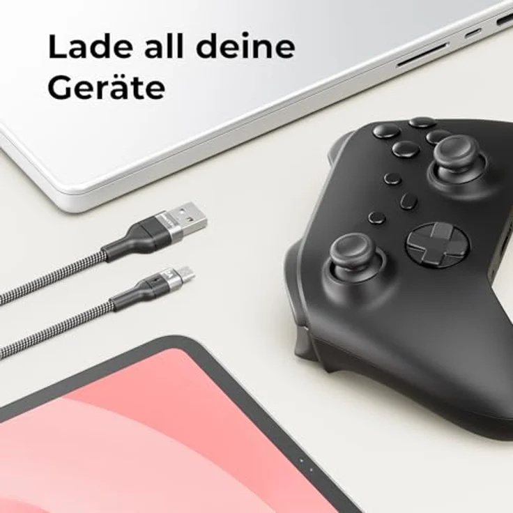 deleyCON 2m Micro USB Kabel, USB-A auf Micro-USB Ladekabel für Smartphones und Tablets, 5V/2A Schnellladefunktion, geflochtene Nylon-Ummantelung – Bild 6