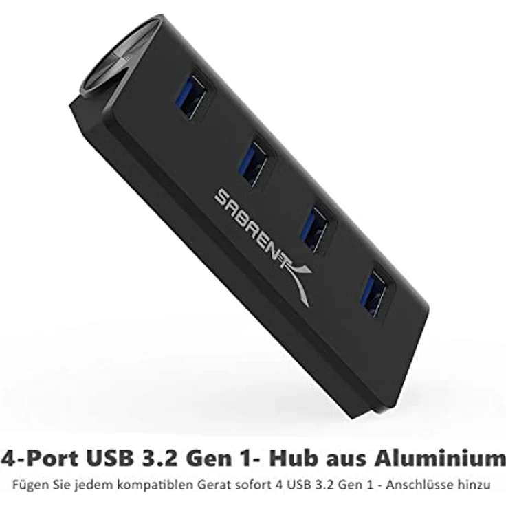 Sabrent USB HUB - Premium 4-Port USB 3.0 Schwarz Aluminum Hub (76cm Kabel) für iMac, MacBook, MacBook Pro, MacBook Air, Mac Mini oder einem beliebigen PC [Schwarz] (HB-MC3B) – Bild 2
