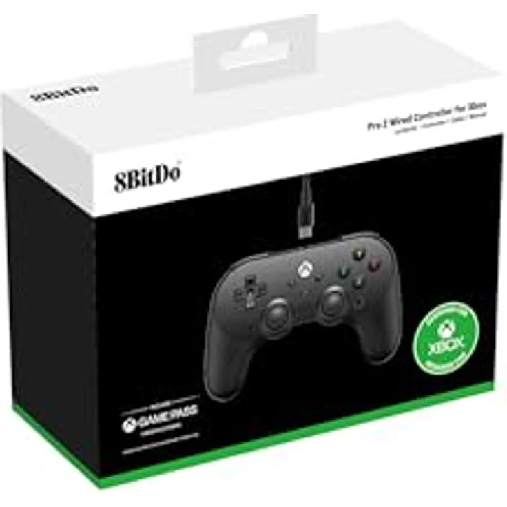 8bitdo Pro 2, kabelgebundener Gaming Controller für Windows und Xbox Series X mit Hall-Effekt-Joysticks, Schwarz – Bild 4