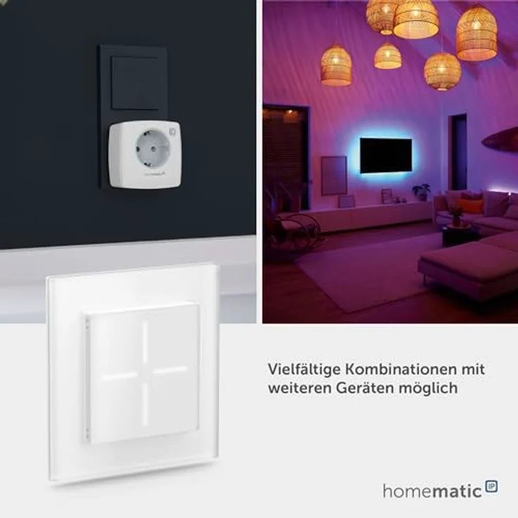 Homematic IP Funk Taster Funk Glastaster, elegantes Echtglas-Design mit 4 konfigurierbaren Tasten und Hintergrundbeleuchtung – Bild 5