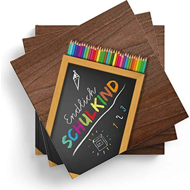 itenga Erinnerungsbuch Gästebuch Erster Schultag, 88 Seiten Fadenheftung aus 150 g/m² Naturpapier, Hardcover mit matter Folierung für Mädchen und Jungen – Bild 3