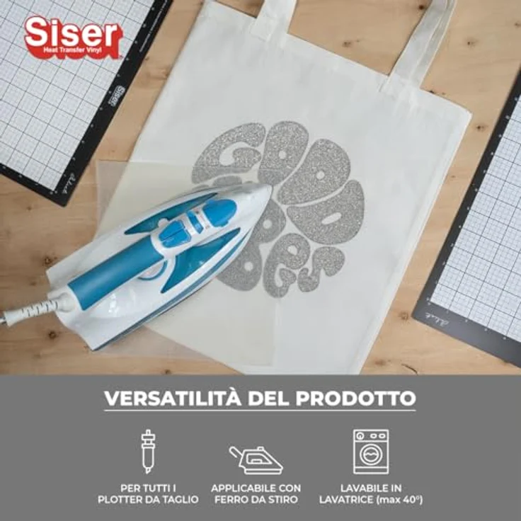 Siser Transferfolie Glitter für Cad-Cut ®, 30 cm Schnittbreite, Silber, für Baumwolle und Polyester – Bild 5