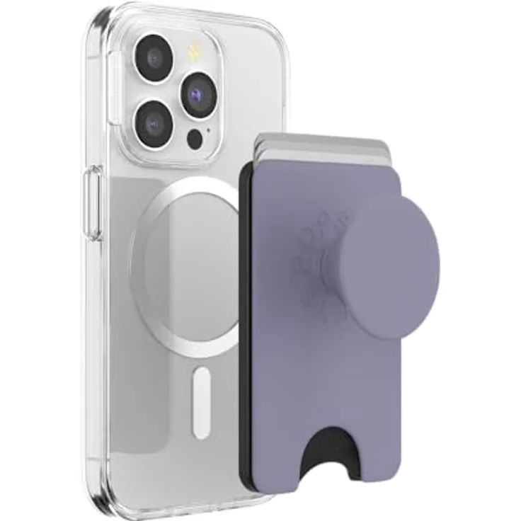 PopSockets PopWallet, Telefon-Geldbörse mit MagSafe-Adapterring und erweitertem Griff, kabellos aufladbar, Dusk