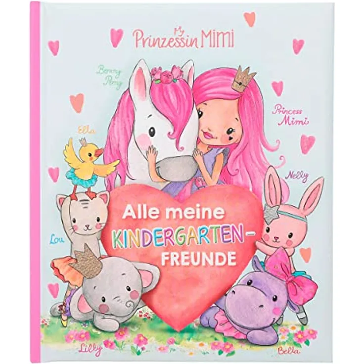 Depesche 12075 Princess Mimi - Kindergarten-Freundebuch im Prinzessinnen-Look, mit 96 verzierten Seiten, Rosa und Lila, wattiertes Cover, 21,5 x 18 x 1,5 cm
