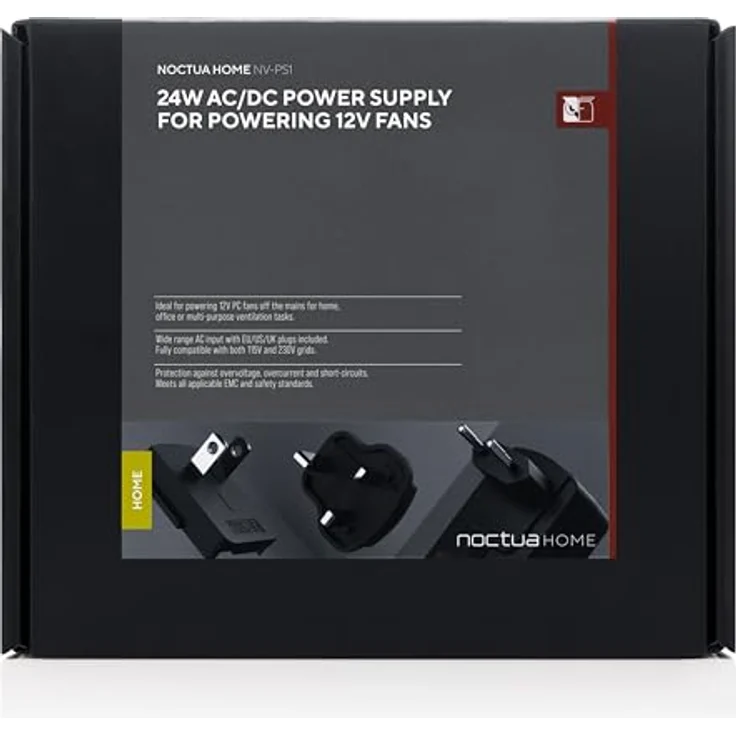 Noctua NV-PS1, 24W 115/230V AC auf 12V DC Schaltnetzteil zur Stromversorgung von 12V PC-Lüftern (Schwarz) – Bild 5