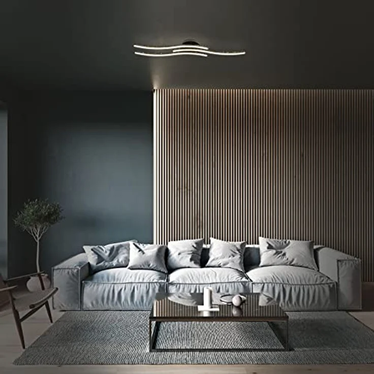 BRILONER Leuchten - LED Deckenleuchte mit Glitzereffekt, warmweiße Farbtemperatur, geschwungene Deckenlampe, Schwarz, 805x150x100 mm – Bild 3