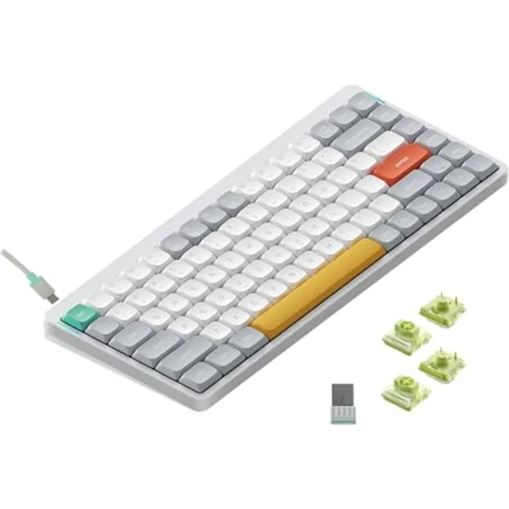 nuphy Air75 V2 Kabellose mechanische Tastatur, 84 Tasten RGB Hot-Swap, Bluetooth 5.1, 2.4G, kabelgebunden-White Gateron Aloe Switch