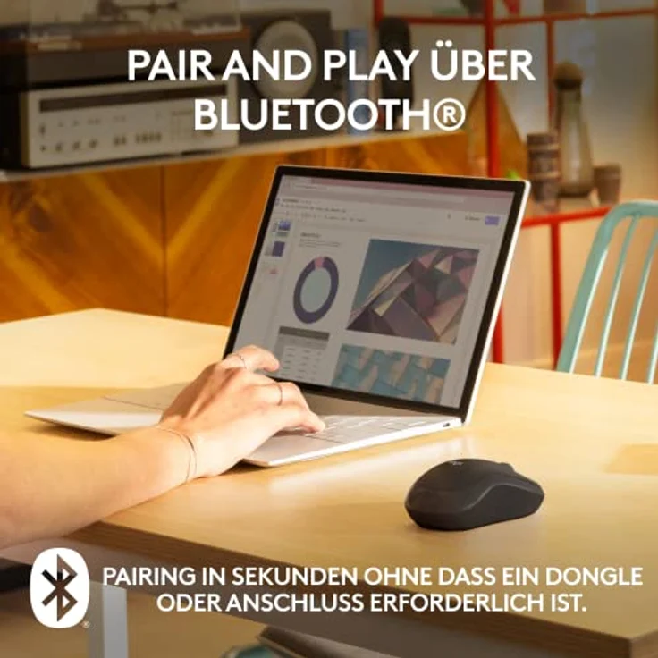 Logitech M240 Silent Bluetooth Maus, Kabellos, Kompakt, Mobil, Smooth Tracking, 18-Monate-Batterie, für Windows, macOS, ChromeOS, kompatibel mit PC, Mac, Laptop, Tablets - Graphit – Bild 2
