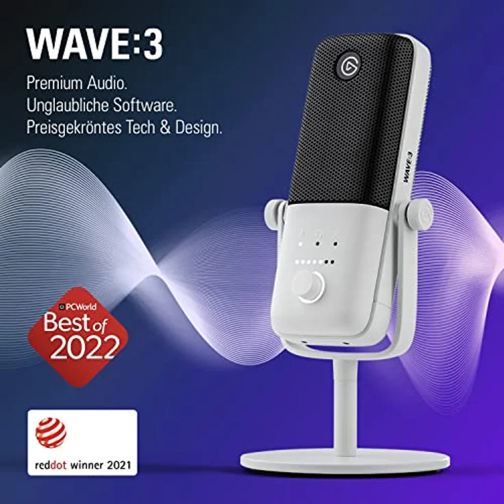 Elgato Wave:3 White - Professionelles USB-Kondensatormikrofon für Streaming, Podcasts, Gaming und Homeoffice, gratis Mixing-Software, Soundeffekt-Plugins, Anti-Verzerrung, Plug & Play, für Mac/PC – Bild 2