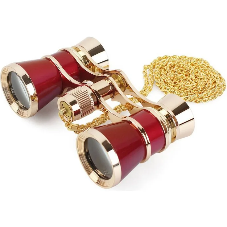 Braun Phototechnik Binocular Opera 3x25, Fernglas in Gold/Burgundrot mit Zubehör