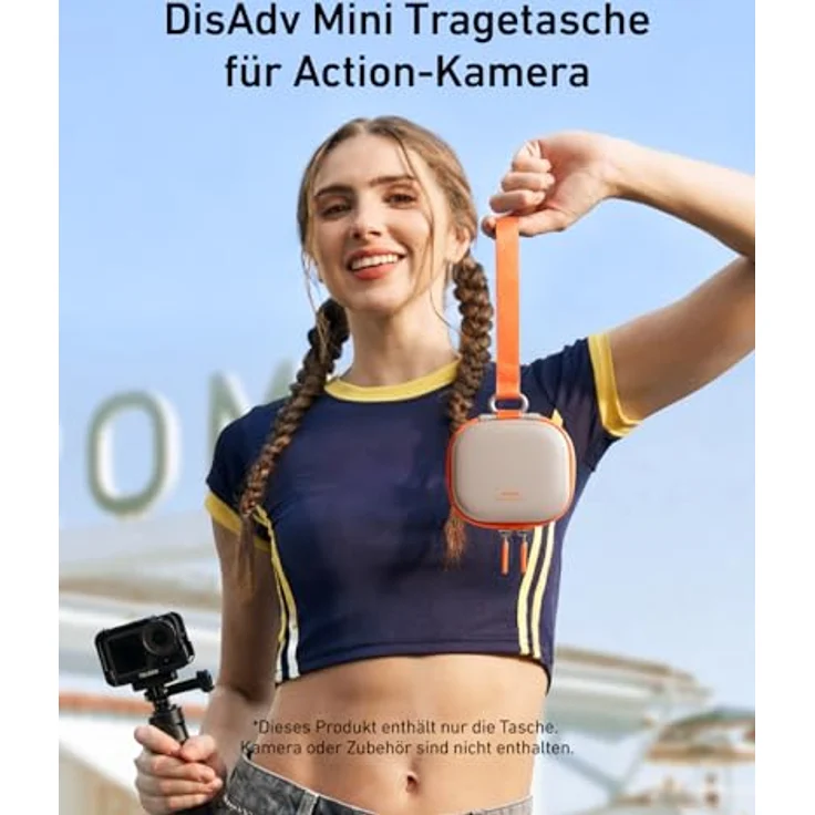 TELESIN DisAdv EVA Universelle Mini-Transporttasche für Sportkameras, grau-orange, leichtes Hartschalen-Case mit EVA-Stoßdämpfung – Bild 2