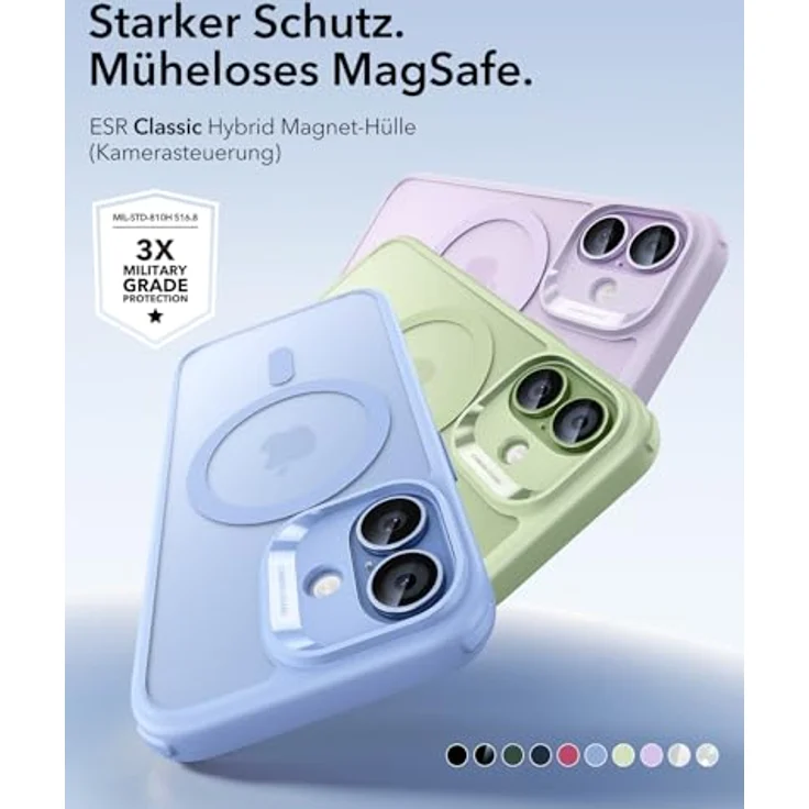 ESR iPhone 17 Hülle für MagSafe, Kamerasteuerung, MIL-STD-810H Schutz, Matt Hellgrün – Bild 2