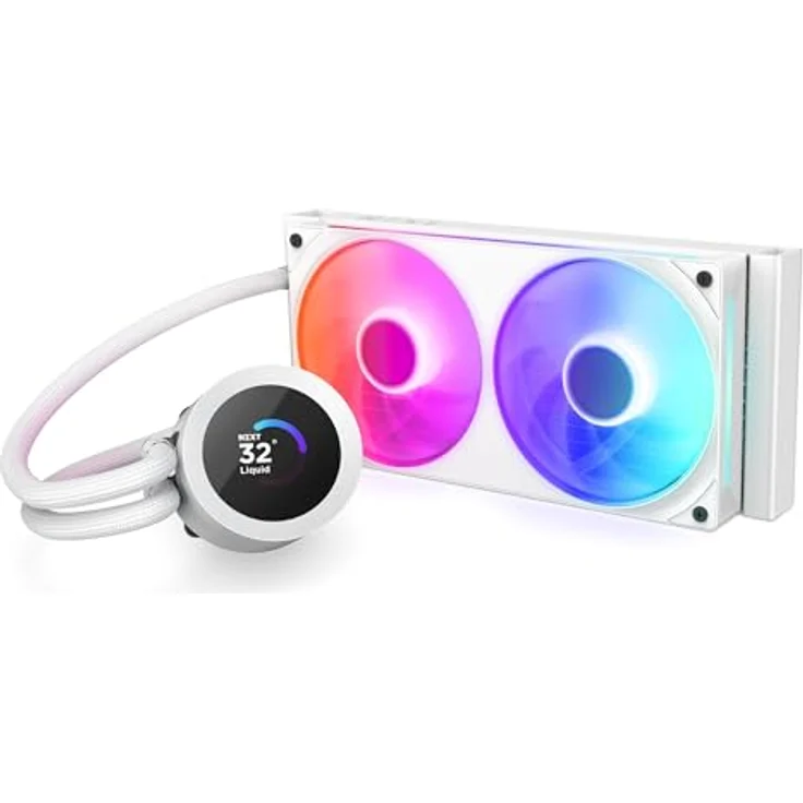 NZXT Kraken Plus 240 RGB, AIO CPU Flüssigkeitskühler mit 240mm Radiator, anpassbarem 1,54" LCD und F240 RGB Core Lüfter, Weiß – Bild 3
