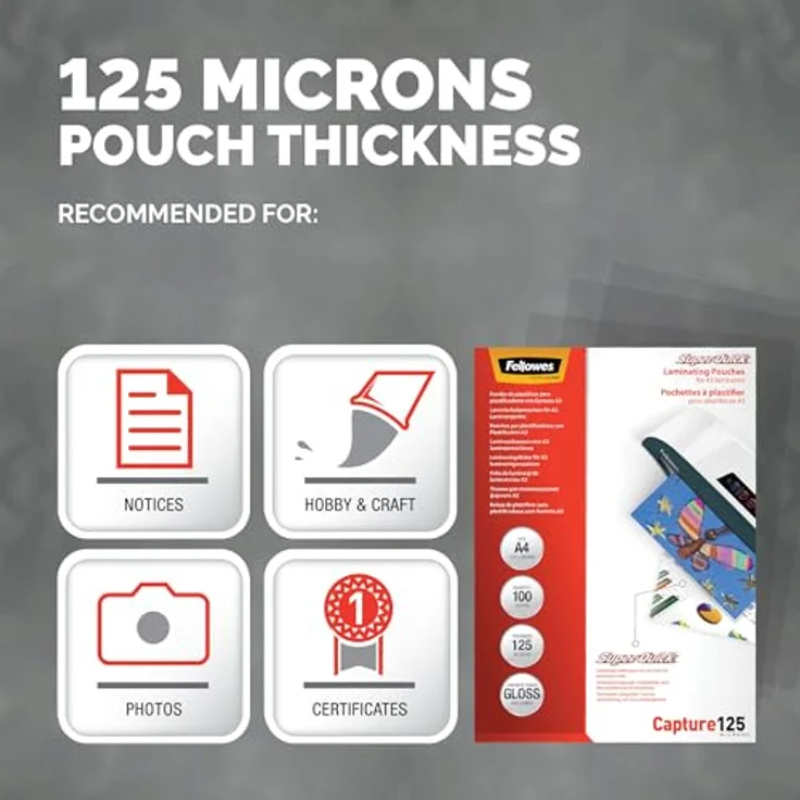 Fellowes Capture125 SuperQuick Laminierfolien glänzend, A4, 125 micron, 100 St. – Bild 5
