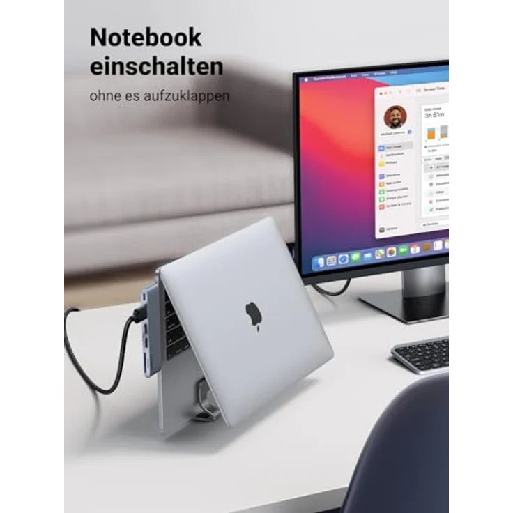 UGREEN 20471 Notebook-Ständer, vertikaler Laptop-Halter aus Aluminium mit einstellbarer Breite und Anti-Rutsch-Schutz für Geräte bis 17,3 Zoll – Bild 4