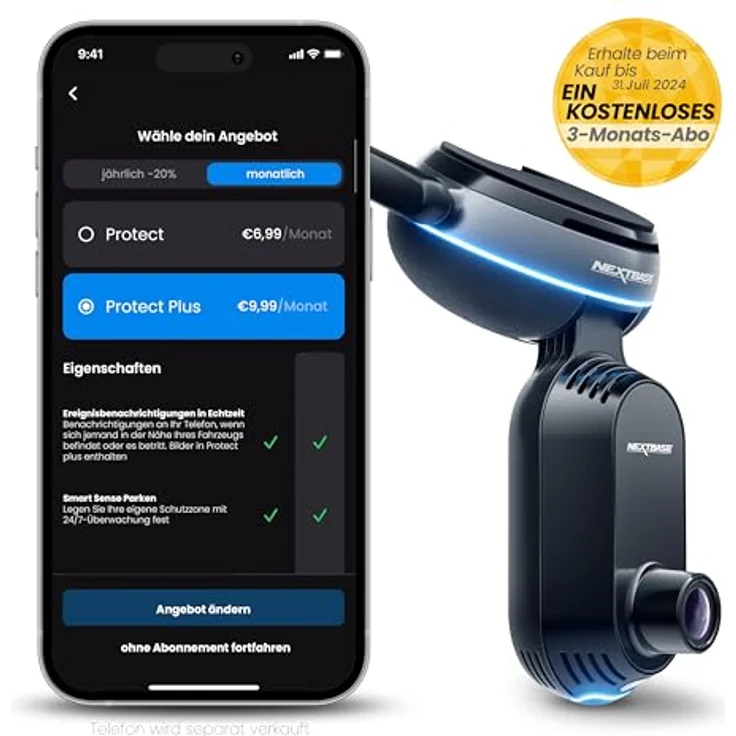 Nextbase® iQ 1K Smart HD Dash-Cam Auto mit 4G/LTE und GPS, 64GB Micro SD Card Bundle, 1080p Dash Cam mit Front- & Innensicht, 1440p Dash Cam 4K mit Smart Sense Parking, Emergency SOS, Roadwatch AI – Bild 4