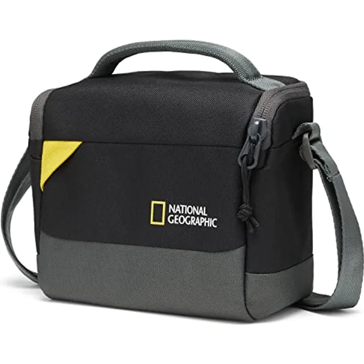 Manfrotto National Geographic Schultertasche Klein, Fotorucksack in schwarz mit leichtem Design und robustem Reißverschluss