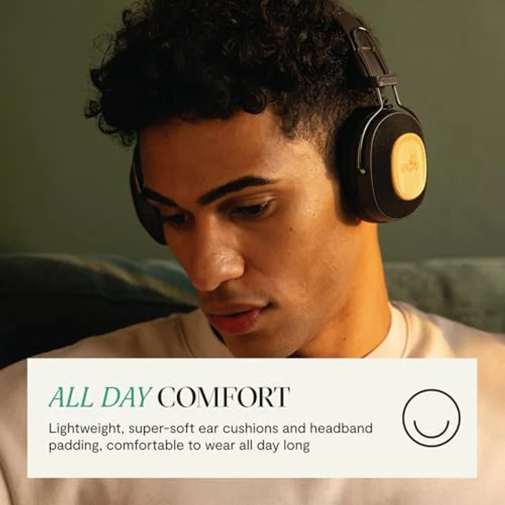 House of Marley Positive Vibration Riddim, kabellose On-Ear Bluetooth Kopfhörer mit 50 Std. Spielzeit, faltbar, Mikrofon und USB-C Schnellladung, aus nachhaltigen Materialien, Schwarz – Bild 5