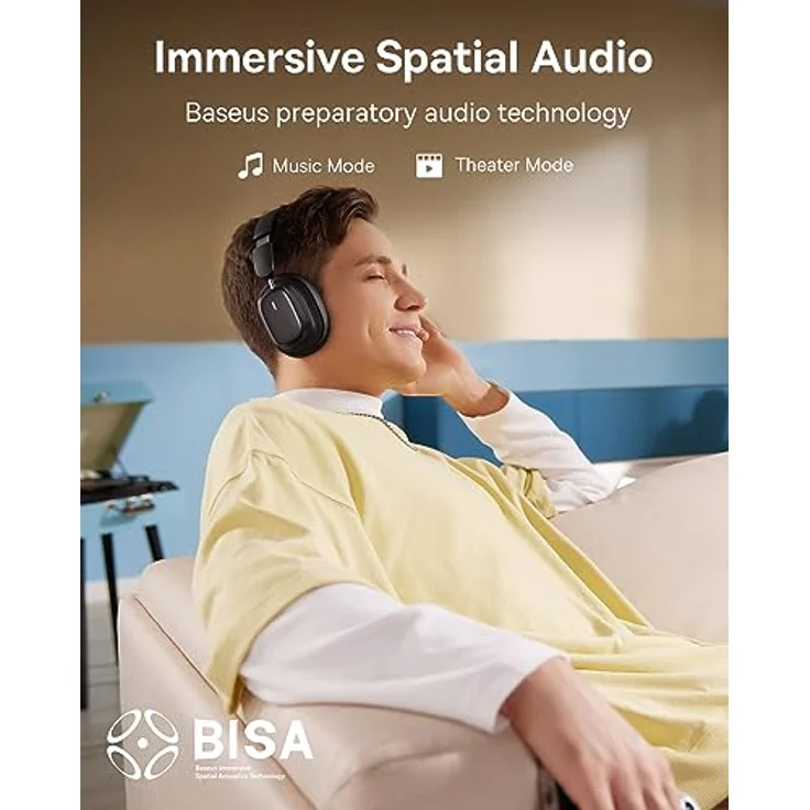 Baseus H1i Bowie ANC Headphone-Black, Kopfhörer mit hoher Klangqualität und 3D-räumlichem Audio – Bild 3