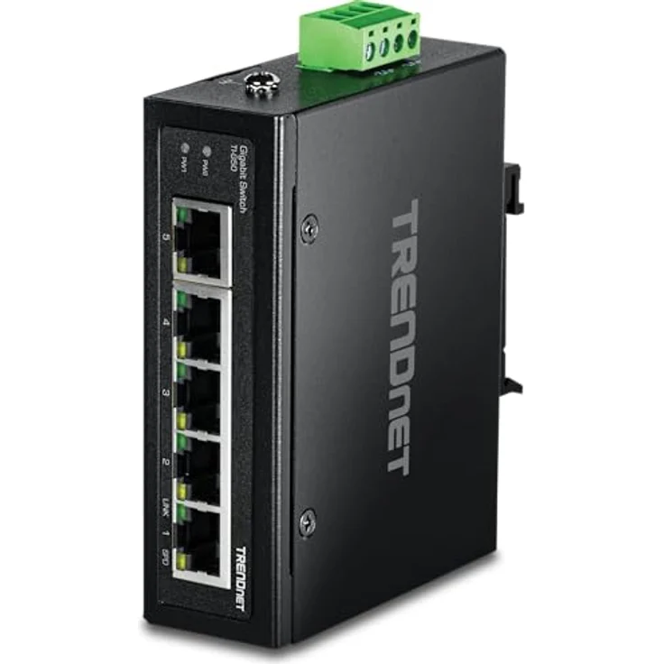 TRENDnet 5-Port-gehärteter industrieller Gigabit-DIN-Schienen-Switch, TI-G50, 10-Gbit - s-Switching-Kapazität, Gigabit-Netzwerk-Switch mit Schutzart IP30, DIN-Schienen- und Wandhalterung inklusive – Bild 2