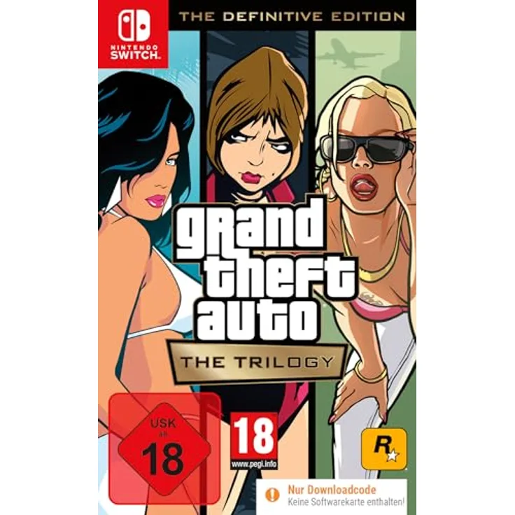 Rockstar Games Grand Theft Auto: The Trilogy – The Definitive Edition, Code in the Box für Nintendo Switch, überarbeitete Klassiker mit hochaufgelösten Texturen und verbesserten Steuerungen