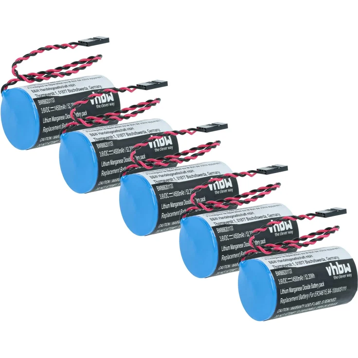 vhbw 5x Batterie Ersatz für Haliburton 99143283, Li-MnO2 Technologie, 14500 mAh, 3,6 V
