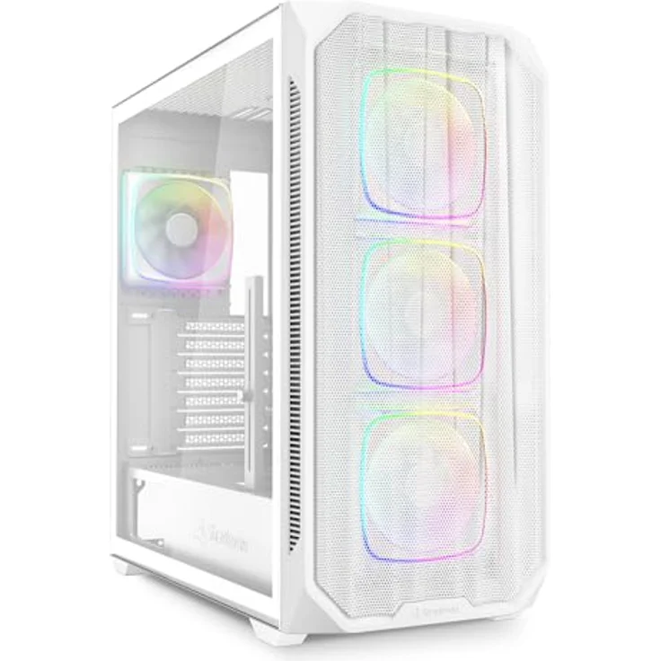 Sharkoon AK5M RGB White, ATX PC-Gehäuse mit Mesh-Front, gehärtetem Glas, vier RGB-PWM-Lüfter und Dual-Radiator-Unterstützung – Bild 1