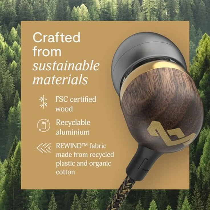 Marley House of Smile Jamaica, USB-C Kopfhörer mit 9,2-mm-Treiber, In-Ear-Kopfhörer, verwicklungsfreies Kabel, integriertes Mikrofon, Brass – Bild 5