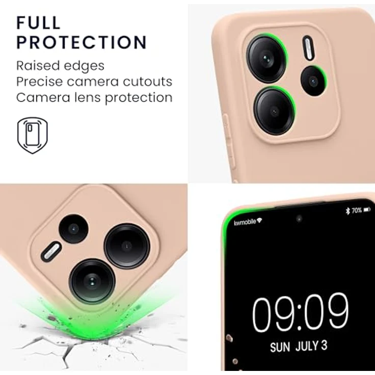 kwmobile Handyhülle kompatibel mit Xiaomi Redmi Note 14 4G - Flexible Silikon Schutzhülle in Coconut Swirl mit präzisen Ausschnitten für Kamera und Anschlüsse – Bild 3