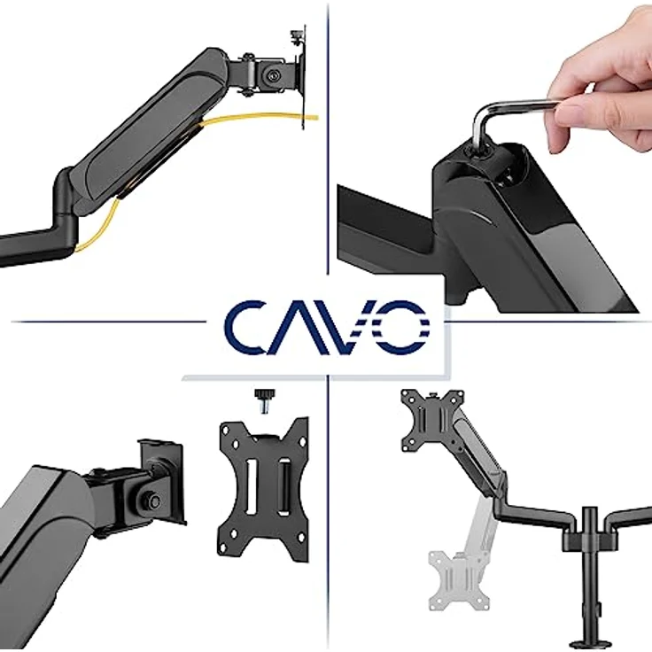 CAVO Motion Monitorhalterung für 2 Monitore 17-32 Zoll bis je 9 kg schwenkbar, neigbar, matt schwarz – Bild 2