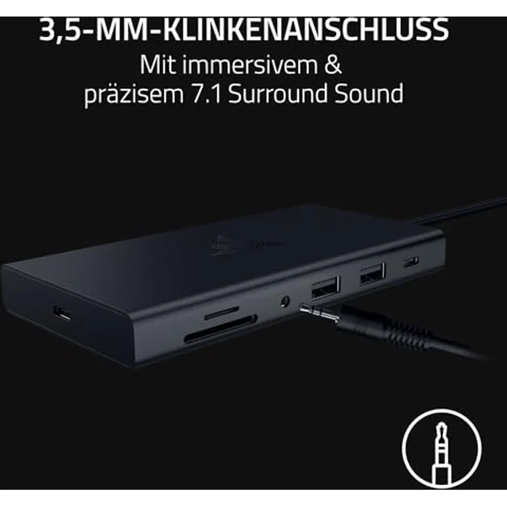 Razer USB-C Dock - 11 Anschlüsse mit HDMI, Gigabit-Ethernet, 3,5mm-Audio-Anschluss, USB-A & -C, kompatibel mit Windows und Mac (Bildschirm-Ausgabe mit 4K, 7.1 Surround Sound) Schwarz – Bild 4