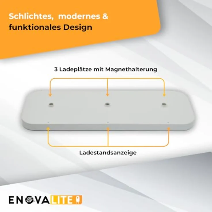 Enovalite 3er Ladestation ELED900400, für Akku-Tischleuchten, kompakt, weiß, mit Statusleuchten und magnetischem Halt – Bild 4