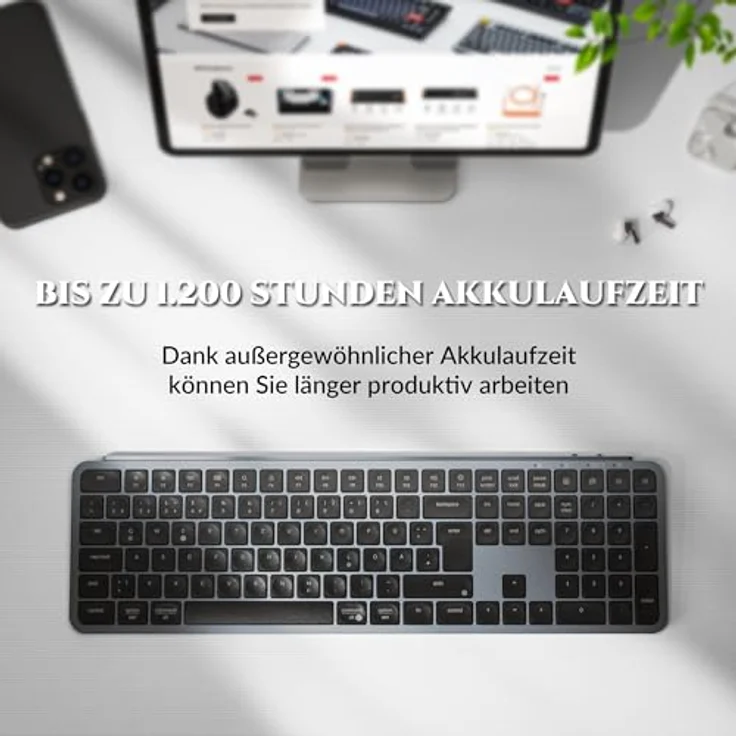 Keychron B6 Pro, Kabellose Ultra-Slim Tastatur mit Medientasten und Wireless Charging, Grau – Bild 6