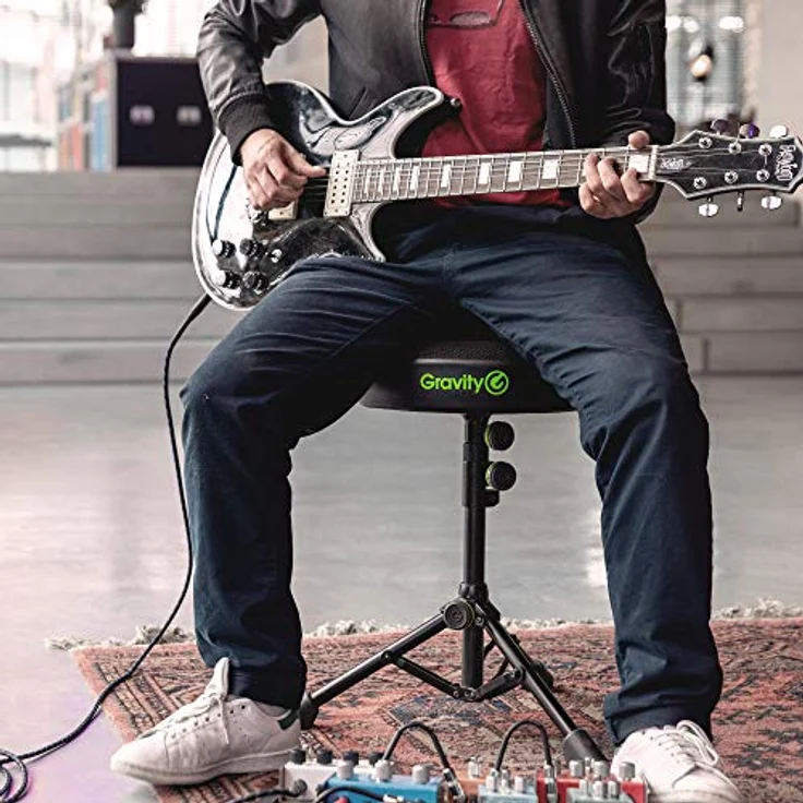 Gravity FD SEAT 1 Musikerhocker klappbar, höhenverstellbar - Atmungsaktive Sitzfläche, stabile Metallkonstruktion (schwarz) – Bild 2