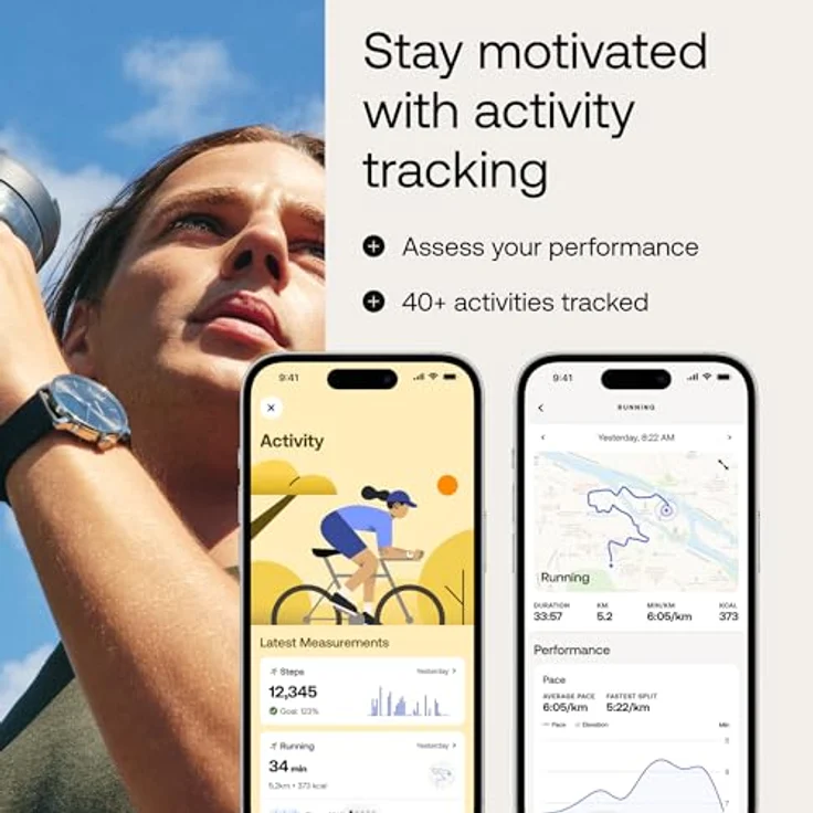 WITHINGS ScanWatch Light – Hybrid Smartwatch, 24/7 Herzüberwachung, Aktivitätstracking, Zyklusverfolgung, Schlafüberwachung, Connected GPS, 30 Tage Akkulaufzeit, Android & Apple kompatibel, Schwarz – Bild 3