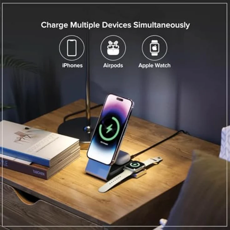 Alogic MATRIX+ 3-IN-1 MAGNETIC, Wireless Charger, Weiss and Apple Watch Charger, White – Bild 3