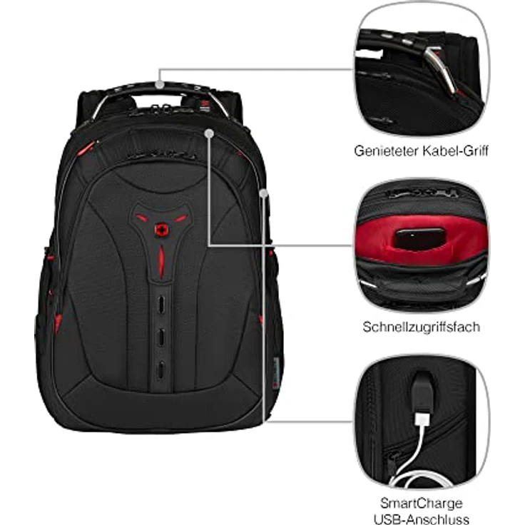 WENGER Pegasus Deluxe Laptop-Rucksack mit Tabletfach, Notebook 14 bis 16 Zoll, Tablet bis 10 Zoll, Organizer, 25 l, Damen Herren, Büro Business-Reisen Uni, Schwarz, 606492 – Bild 4