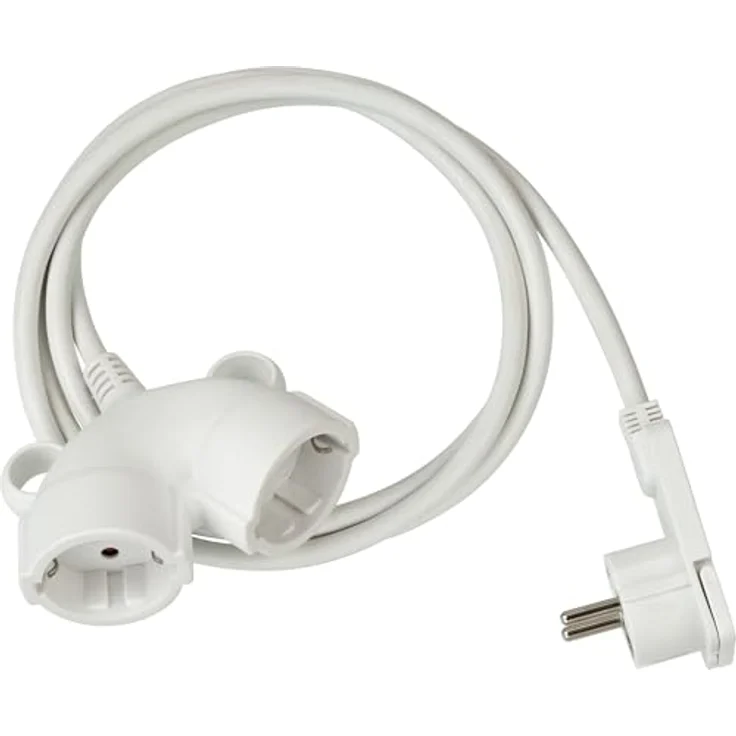 Brennenstuhl Qualitäts-Kunststoff-Verlängerungskabel mit Flachstecker (Verlängerungskabel flach für innen mit 3m Kabel, Strom-Verlängerungskabel mit Doppelsteckdose, 2-fach Verlängerungskabel) weiß – Bild 2
