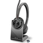 Poly Voyager 4320 UC-Headset, Schnurlos mit Noise Cancelling-Mikrofon, Bluetooth, kompatibel mit Teams und Zoom, inklusive Ladestation und Tragetasche