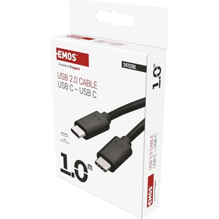 EMOS USB-Ladekabel Typ C auf Typ C - 1m, 2.0 USB-C, Schwarz - High Speed 480 Mbit/s, 5A/100W – Bild 3