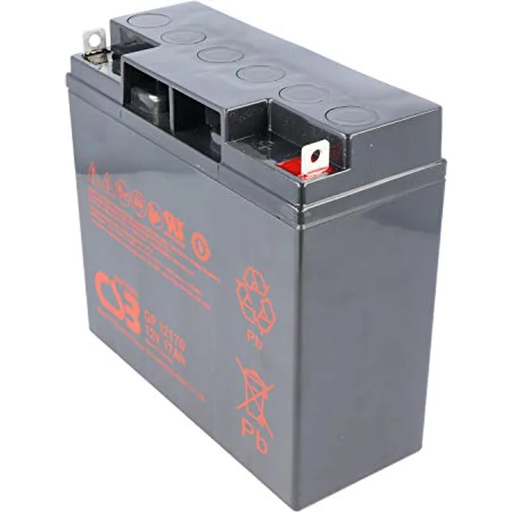 CSB CSB-GP12170 12 Volt AGM Bleiakku 17Ah, wartungsfrei, M5 Flachpol, 5 Jahre Standby Type, 181x76x167mm