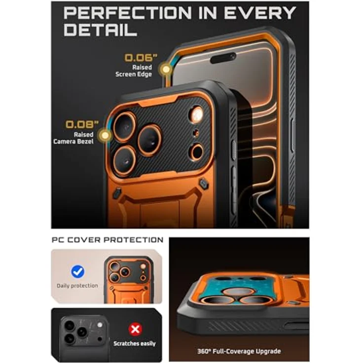 i-Blason GA843439159723, Smartphone Hülle für Apple iPhone 17 Pro, Orange, mit integrierter Standfunktion und robustem Schutz – Bild 7